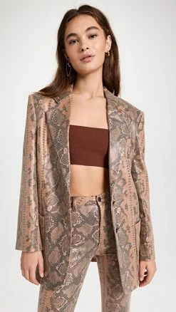 Top 10 ???? AFRM Agnes Blazer Tan/Brown Snake ????