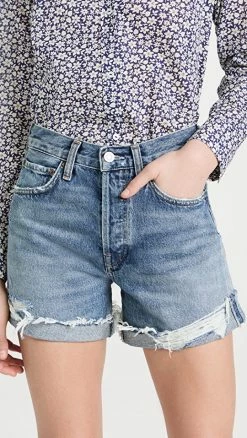 Best deal ❤️ AGOLDE Parker Long Vintage Shorts With Cuff Heat Wave ????