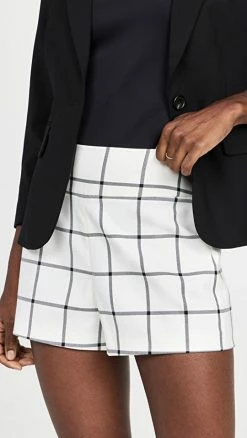 Buy ???? Alice + Olivia Donald High Waisted Shorts Off White/Black ✔️