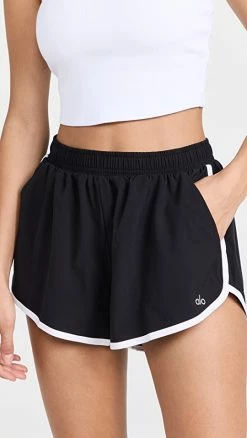 Cheap ???? Alo Yoga Ivy League Dolphin Shorts Black/White ????
