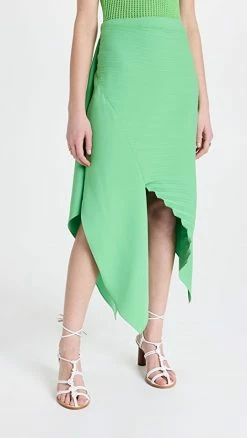 Budget ✨ A.W.A.K.E. MODE Asymmetric Pleated ???? Skirt Green ✨
