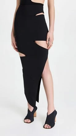 Best reviews of ???? A.W.A.K.E. MODE Asymmetric Pencil ???? Skirt With Side Cutout Black ????
