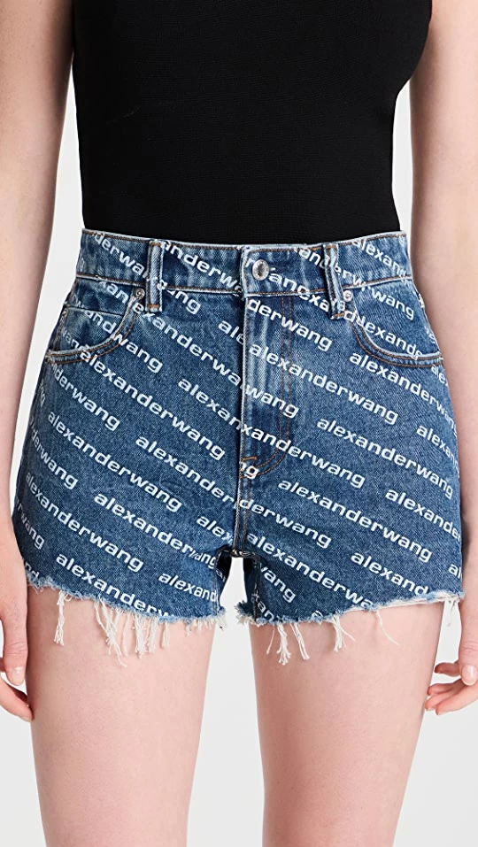 Outlet ❤️ Alexander Wang Deep Blue Bite Shorts With White Logo Deep Blue/White ???? 3 Outlet ❤️ Alexander Wang Deep Blue Bite Shorts With White Logo Deep Blue/White ????