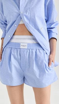 Wholesale ???? Alexander Wang Boxer Short With Logo Elastic Combo Chambray Blue ❤️