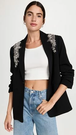Hot Sale ???? Cinq à Sept Crystal Ivy Kylie Jacket Black ????