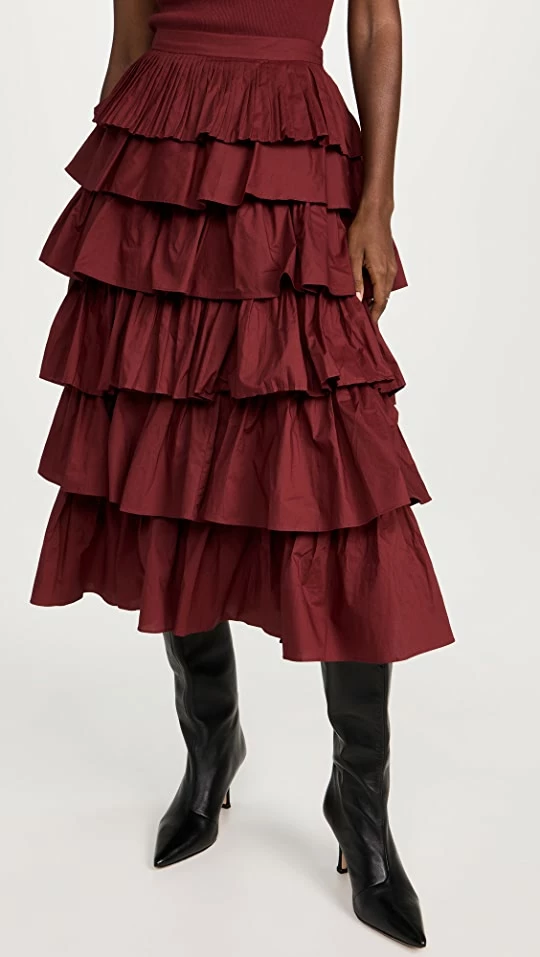 Flash Sale ✔️ English Factory Pleated Combo Maxi Poplin ???? Skirt Burgundy ⭐ 3 Flash Sale ✔️ English Factory Pleated Combo Maxi Poplin ???? Skirt Burgundy ⭐