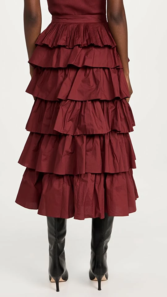 Flash Sale ✔️ English Factory Pleated Combo Maxi Poplin ???? Skirt Burgundy ⭐ 4 Flash Sale ✔️ English Factory Pleated Combo Maxi Poplin ???? Skirt Burgundy ⭐ - Image 2