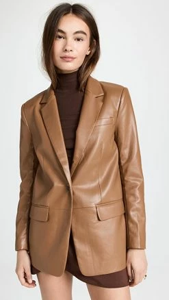 Budget ???? English Factory Faux Leather Blazer Teddy ????