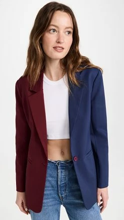 Coupon ???? English Factory Colorblock Blazer Wine/Navy ????