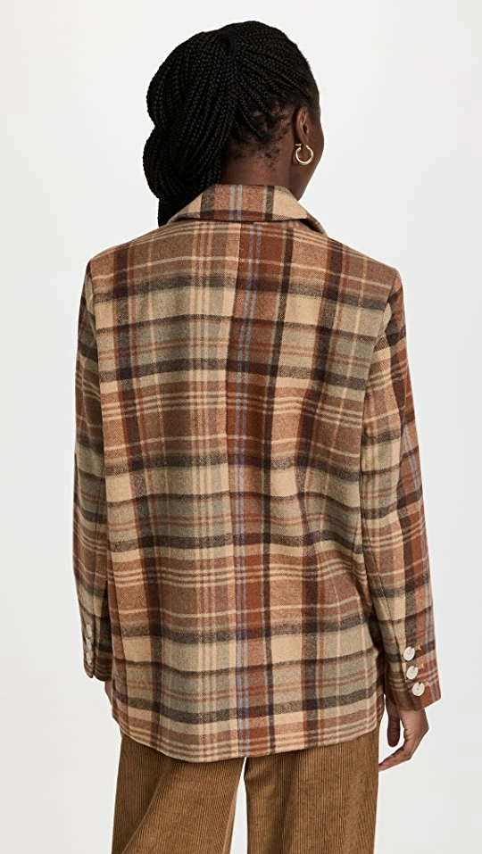 Wholesale ???? Free People Mari Plaid Blazer Winter Wheat ⭐ 4 Wholesale ???? Free People Mari Plaid Blazer Winter Wheat ⭐ - Image 2