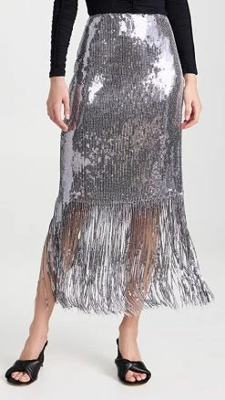 Promo ✨ Glamorous Ladies ???? Skirt Silver Sequin Fringe ✨