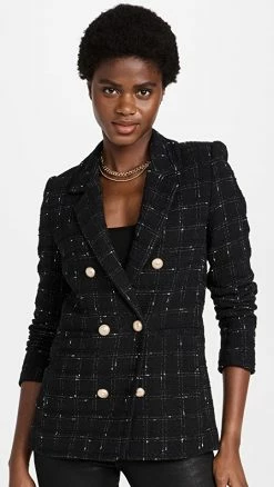 Hot Sale ⌛ Generation Love Abby Tweed Blazer Black Windowpane ⭐