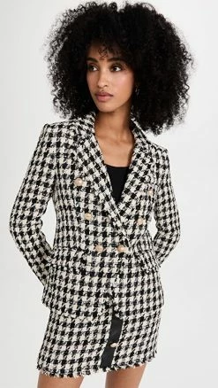 Best deal ???? Generation Love Eliza Tweed Blazer Black/White Houndstooth ????
