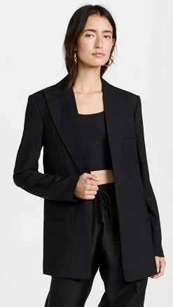 Promo ✨ Helmut Lang Peaked Lapel Blazer Black ????