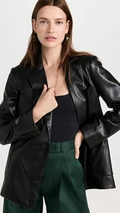 Best reviews of ???? Jonathan Simkhai STANDARD Nisha Vegan Leather Blazer Black ????