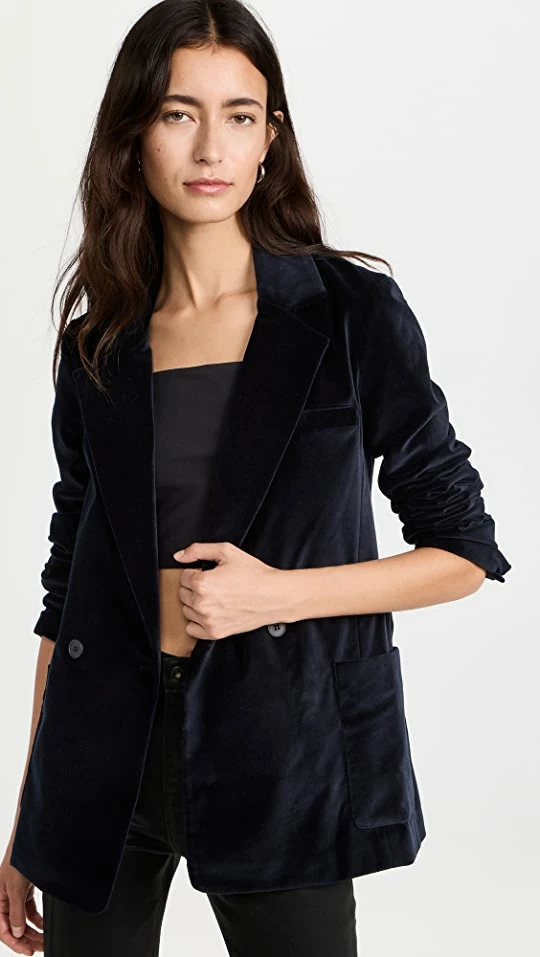 Promo ???? Jonathan Simkhai STANDARD Paula Boxy Velvet Boyfriend Blazer Midnight ???? 3 Promo ???? Jonathan Simkhai STANDARD Paula Boxy Velvet Boyfriend Blazer Midnight ????