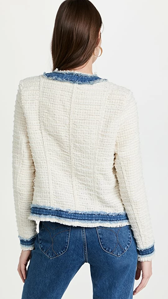 Cheap ???? L'AGENCE Agnes Tweed Denim Jacket Ivory/Pomona ???? 4 Cheap ???? L'AGENCE Agnes Tweed Denim Jacket Ivory/Pomona ???? - Image 2