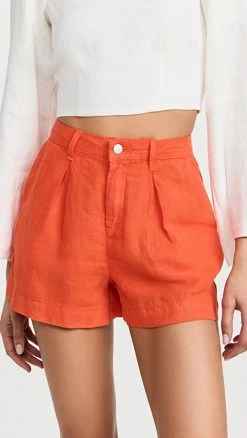 Best reviews of ???? L'AGENCE Zahari High Rise Pleated Shorts Cherry Tomato ????