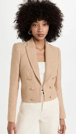 Best Pirce ???? L'AGENCE Inez Cropped Blazer Almond ????