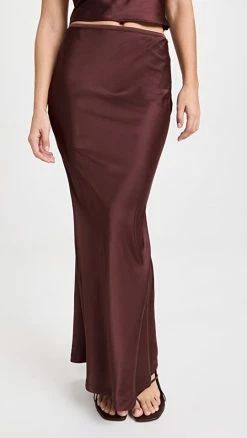 Wholesale ⌛ Lioness Hudson Satin Maxi ???? Skirt Garnet ????