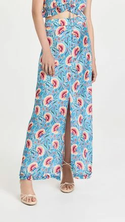 Best Sale ???? Paco Rabanne Jupe Floral ???? Skirt Blue Indian Flower ????