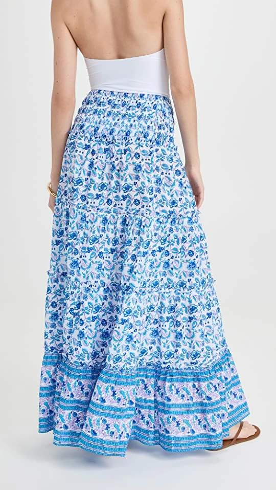 Best Sale ???? Playa Lucila Printed Ruffle ???? Skirt Blue Multi ???? 4 Best Sale ???? Playa Lucila Printed Ruffle ???? Skirt Blue Multi ???? - Image 2