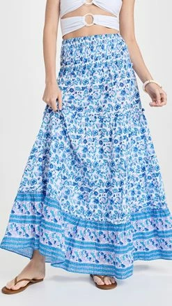 Best Sale ???? Playa Lucila Printed Ruffle ???? Skirt Blue Multi ????