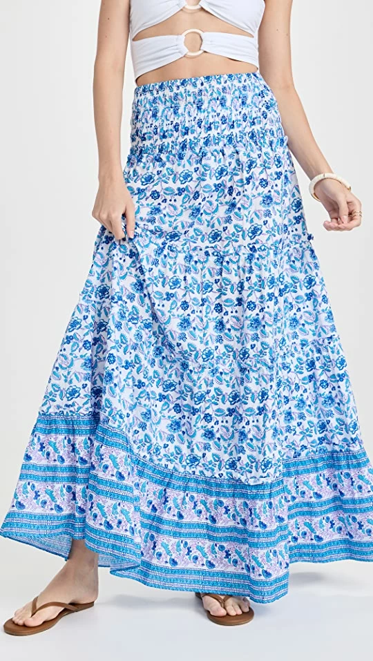 Best Sale ???? Playa Lucila Printed Ruffle ???? Skirt Blue Multi ???? 3 Best Sale ???? Playa Lucila Printed Ruffle ???? Skirt Blue Multi ????