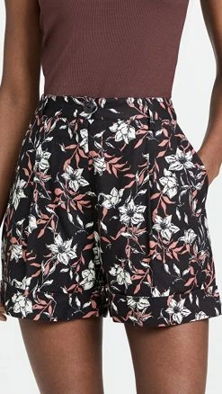 Deals ???? Rag & Bone Ivy Printed Linen Shorts Black Floral ⌛