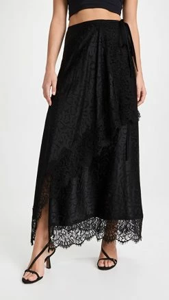 Cheap ???? Rosetta Getty Lace Wrap ???? Skirt Black ????