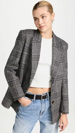 Brand new ???? Something Navy Brushed Plaid Oversized Blazer Gray Combo ✔️