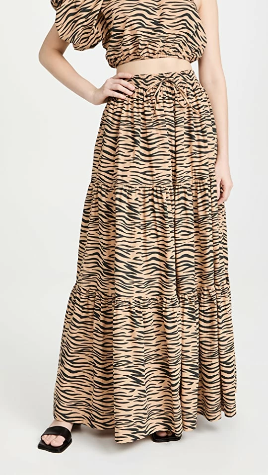 Budget ???? SWF Drawstring A Line Maxi ???? Skirt Tiger ???? 3 Budget ???? SWF Drawstring A Line Maxi ???? Skirt Tiger ????