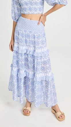 Budget ⌛ Temptation Positano Long ???? Skirt Garden Blue ????