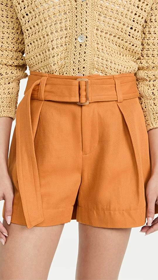 Budget ???? Vince Belted Twill Shorts Burnt Orange ⌛ 3 Budget ???? Vince Belted Twill Shorts Burnt Orange ⌛