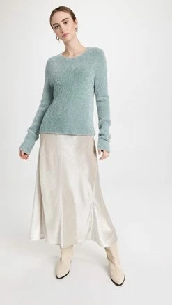 Discount ???? Vince Purl Edge Panelled Slip ???? Skirt Silver ????