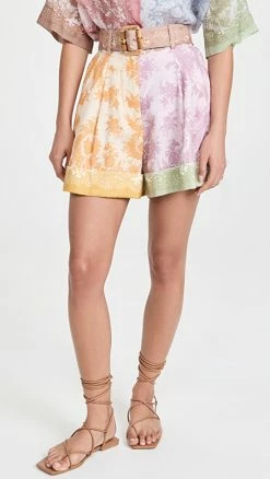 Cheap ⭐ Zimmermann Dancer Cuffed Shorts Spliced Lace Print ????