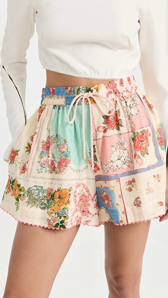 Top 10 ???? Zimmermann Clover Patched Relaxed Shorts Patch Painted Floral ???? 3 Top 10 ???? Zimmermann Clover Patched Relaxed Shorts Patch Painted Floral ????
