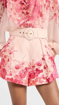 Cheapest ✨ Zimmermann High Tide Tuck Shorts Pink Ikat Floral ????